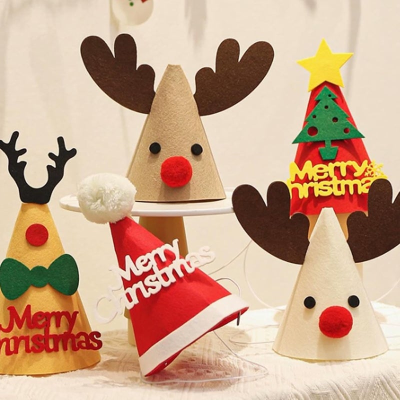 Cellcacn 5 Pcs Christmas Dog Hats Cute Cats Party Hats Pet Set Dogs Santa Hats Puppies Kittens Grooming Accessories Costumes. (Small Christmas A) - Image 3